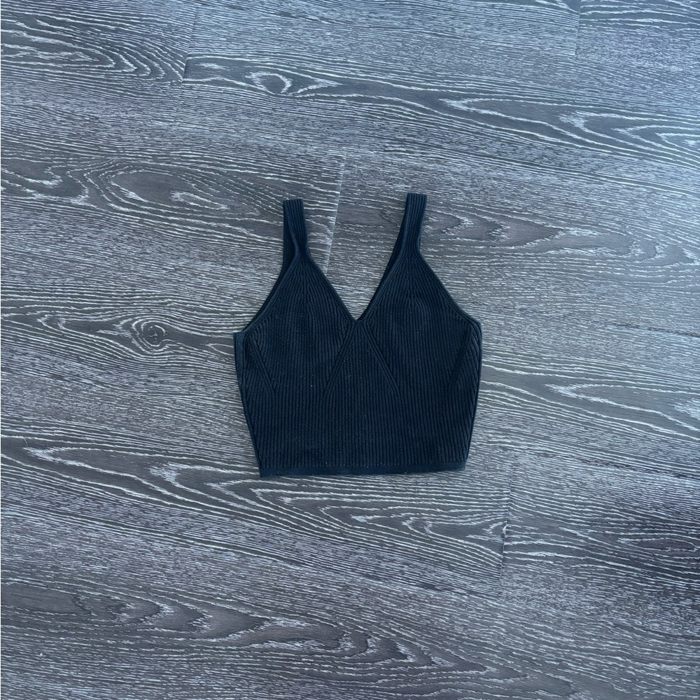 Lululemon Athletica Black Ribbed Knit Cropped Tank Top Size 6